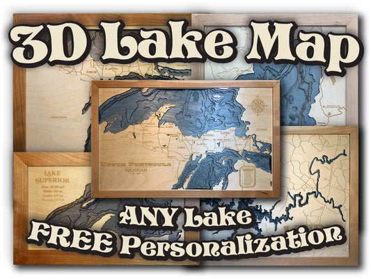 Custom Nautical Lake Map, Multiple Sizes