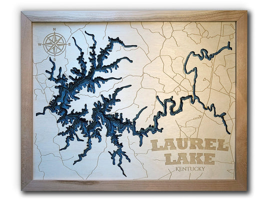 Laurel Lake Lake Map, Medium 12" x 15"