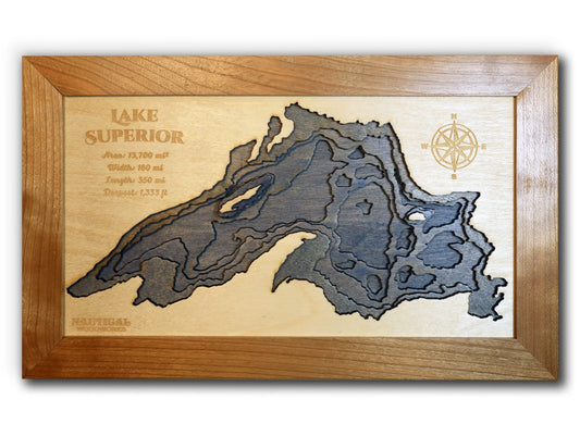 Lake Superior Lake Map, Small 7" x 12"